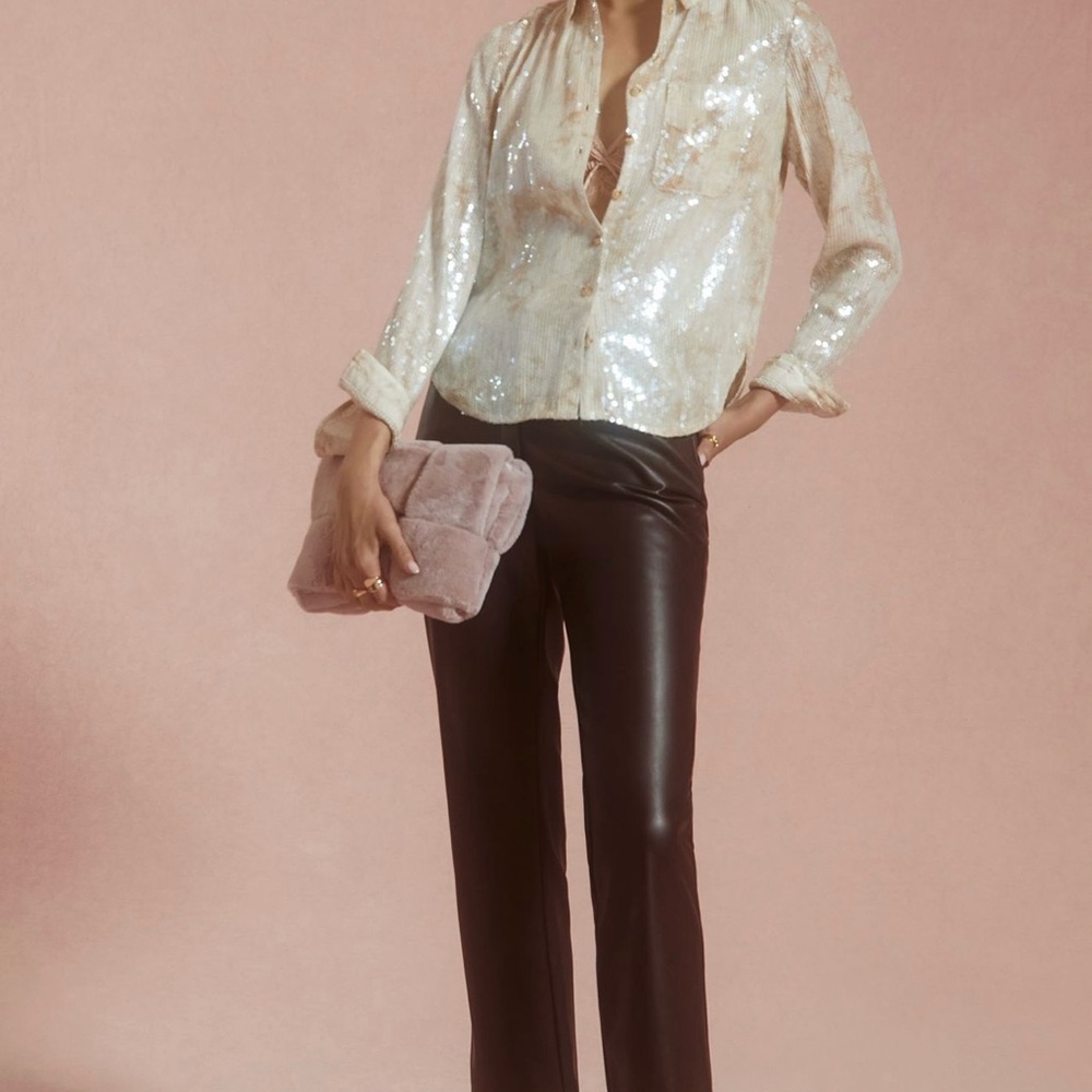 Pilcro Sequin Beige Women's Top - Picture 5 of 9